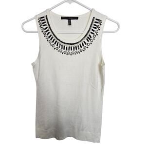 White House Black Market Sweater Sleeveless Beaded Round Neck Women XXS